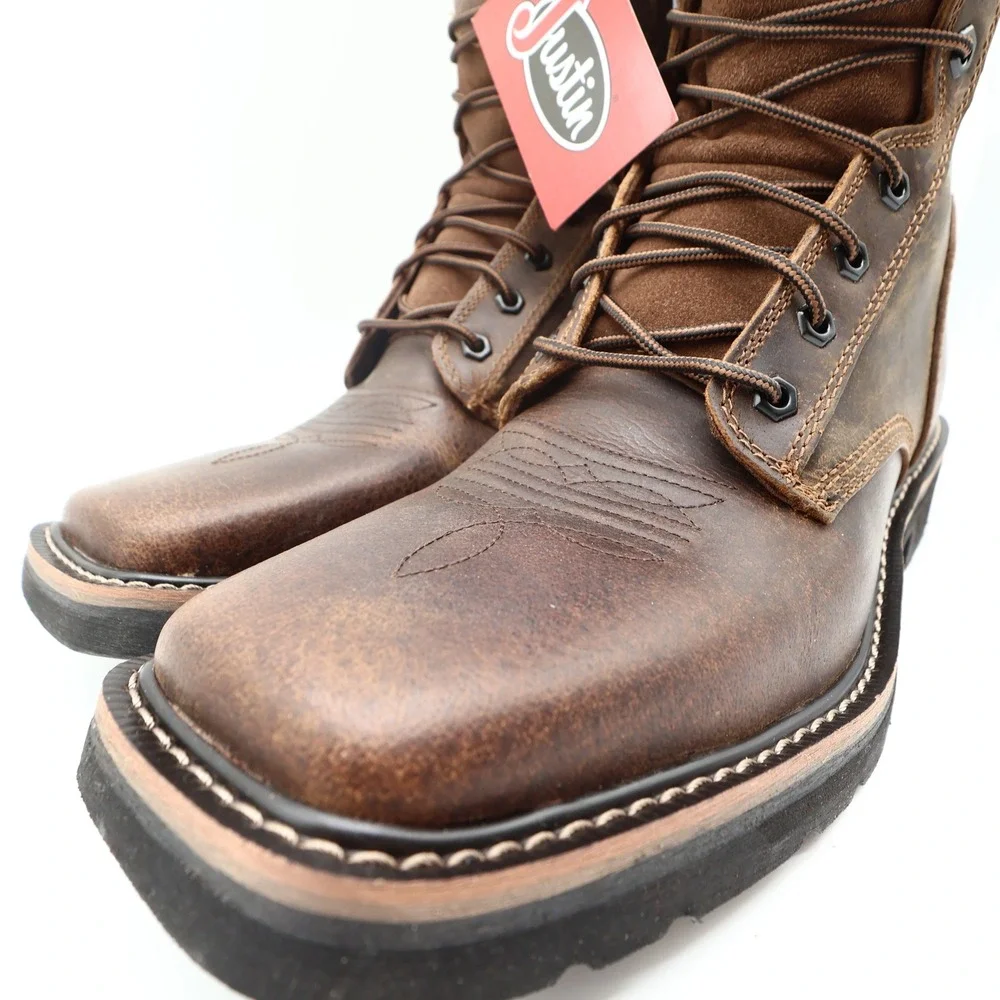 Justin Modern SE681 Work Boots Mens 12 D Brown Leather New With Tags